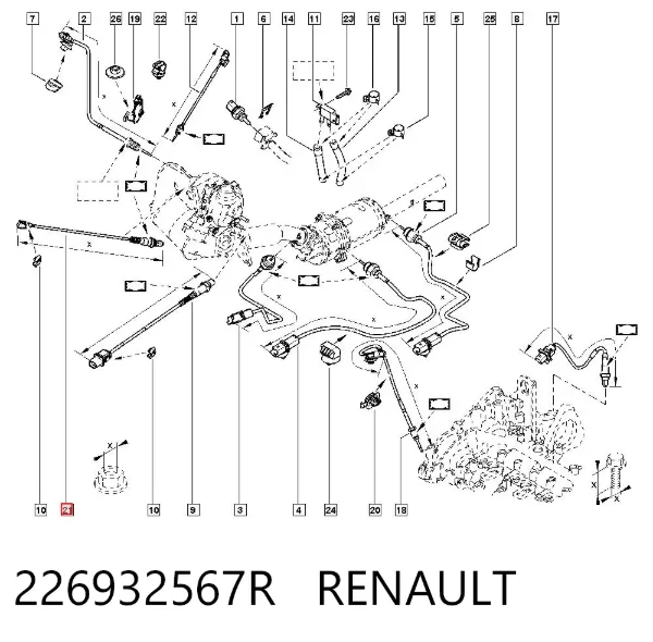 Sonda lambda, sensor de oxigênio até o catalisador 226932567R Renault (RVI)