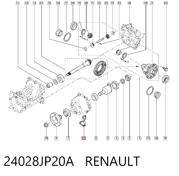 Cabo (fio) de acoplamento de ligação do eixo traseiro 24028JP20A Renault (RVI)