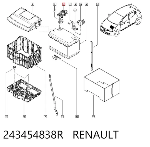 Tampa de borne da PILHA 243454838R Renault (RVI)