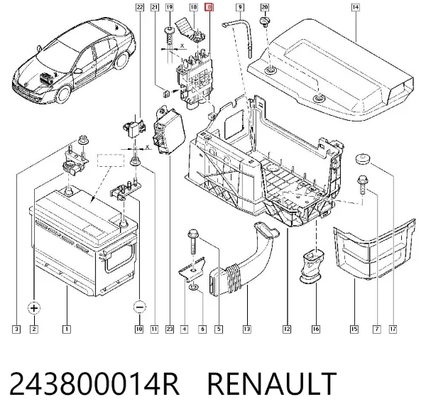 Unidade de dispositivos de segurança 243800014R Renault (RVI)