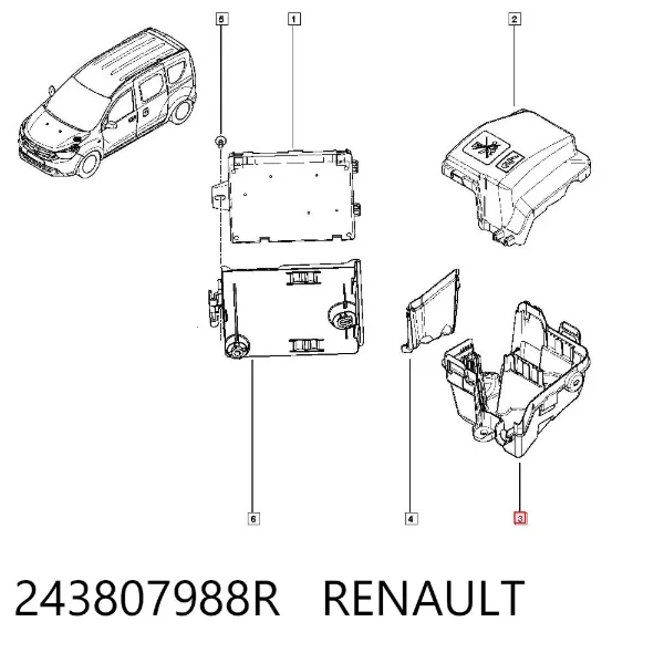 Caixa de unidade de dispositivos de segurança 243807988R Renault (RVI)