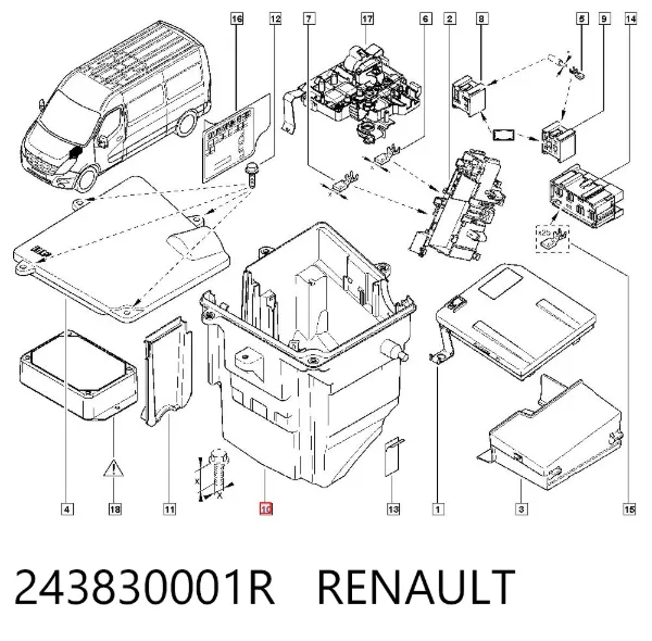 Caixa de unidade de dispositivos de segurança 243830001R Renault (RVI)