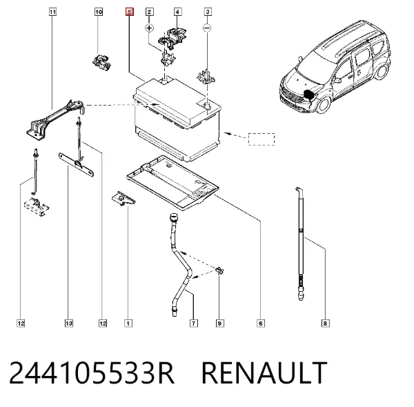 Bateria recarregável (PILHA) 244105533R Renault (RVI)