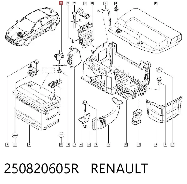 Borne de bateria recarregável (PILHA) 250820605R Renault (RVI)