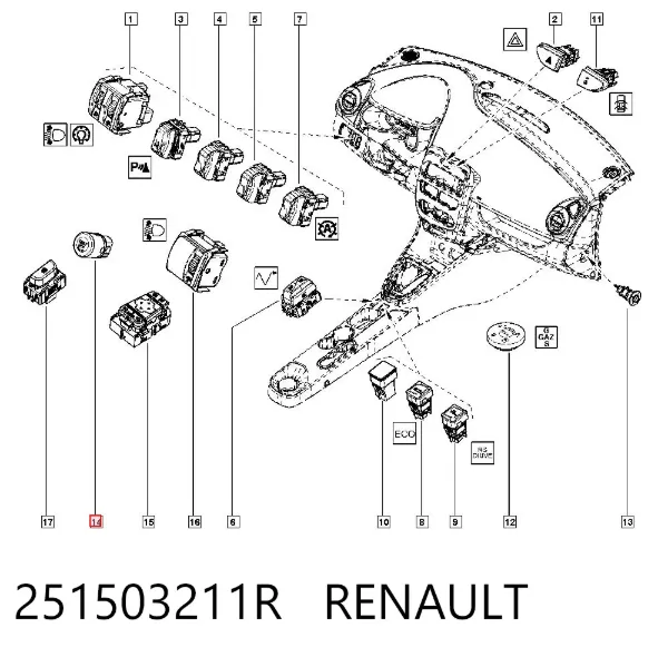 Botão de arranco de motor 251503211R Renault (RVI)