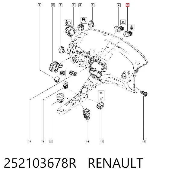 Botão de bloqueio de portas 252103678R Renault (RVI)