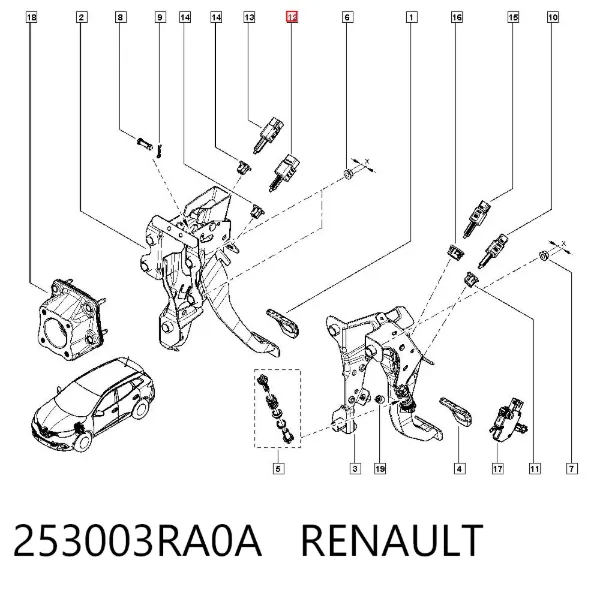 Sensor de ativação do sinal de parada 253003RA0A Renault (RVI)