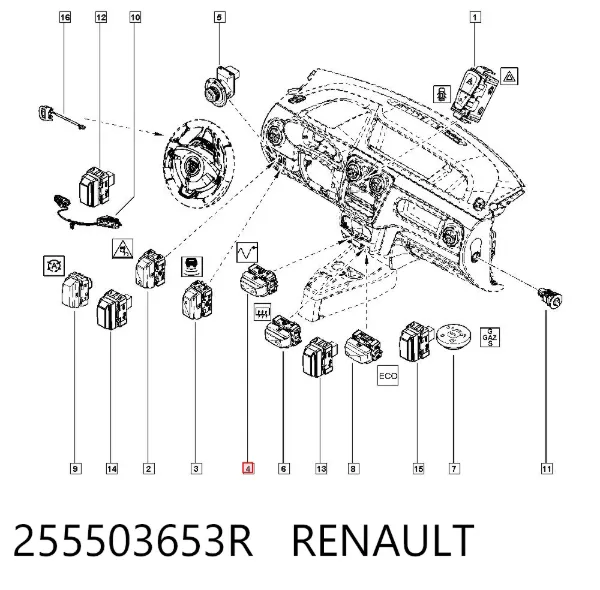 Comutador de controlo de cruzeiro 255503653R Renault (RVI)