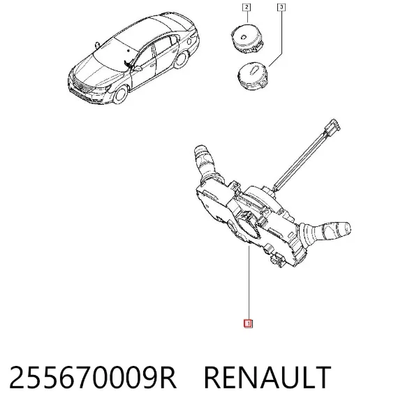 Comutador esquerdo instalado na coluna da direção 255670009R Renault (RVI)