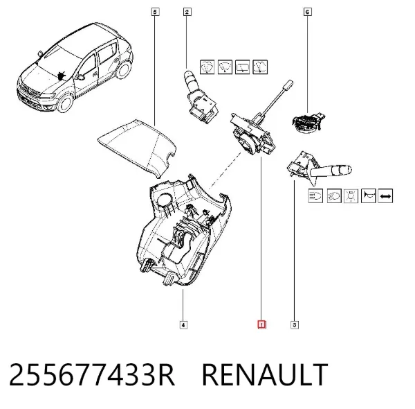 Anel AIRBAG de contato, cabo plano do volante 255677433R Renault (RVI)