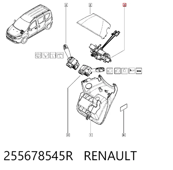 Comutador instalado na coluna da direção, parte central 255678545R Renault (RVI)