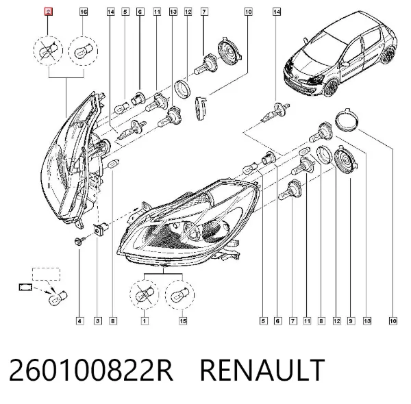 Luz direita 260100822R Renault (RVI)