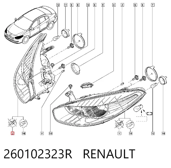 Luz direita 260102323R Renault (RVI)