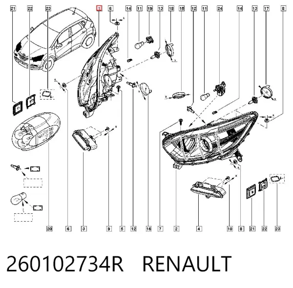 Luz direita 260102734R Renault (RVI)