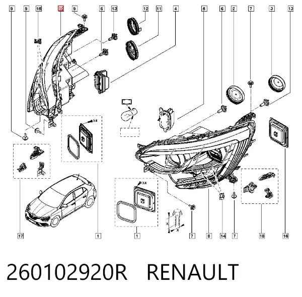 Luz direita 260102920R Renault (RVI)
