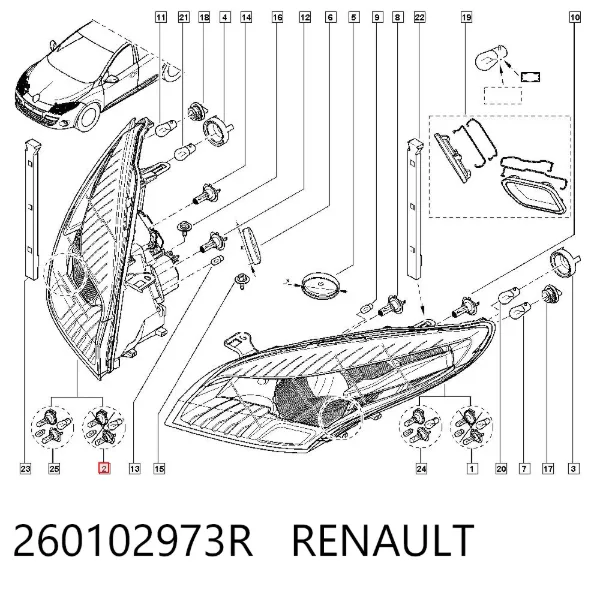 Luz direita 260102973R Renault (RVI)