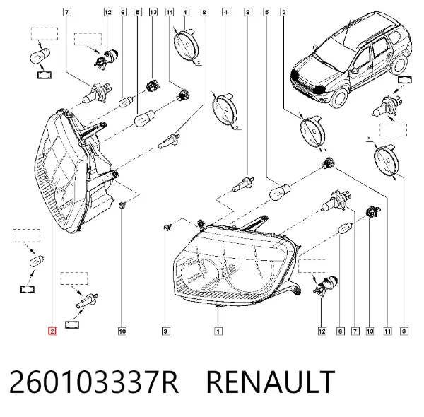 Luz direita 260103337R Renault (RVI)