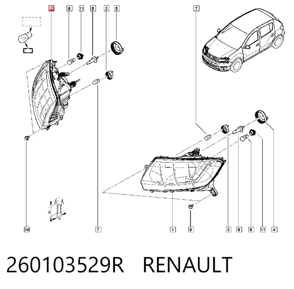 Luz direita 260103529R Renault (RVI)