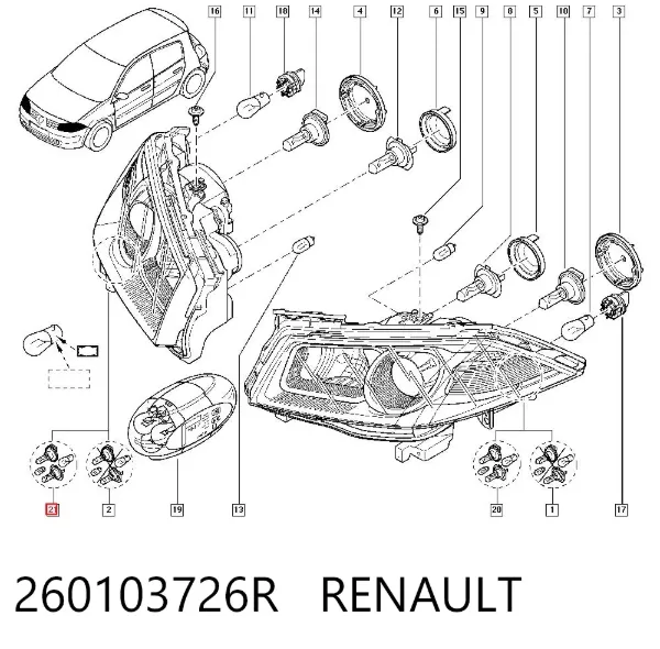 Luz direita 260103726R Renault (RVI)