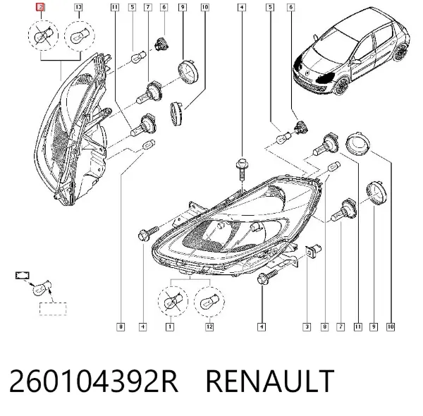 Luz direita 260104392R Renault (RVI)