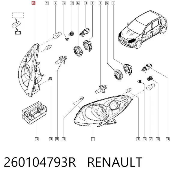 Luz direita 260104793R Renault (RVI)