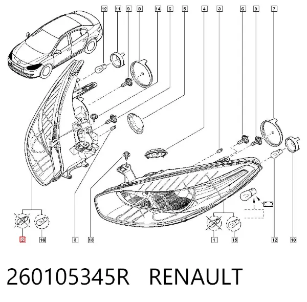 Luz direita 260105345R Renault (RVI)