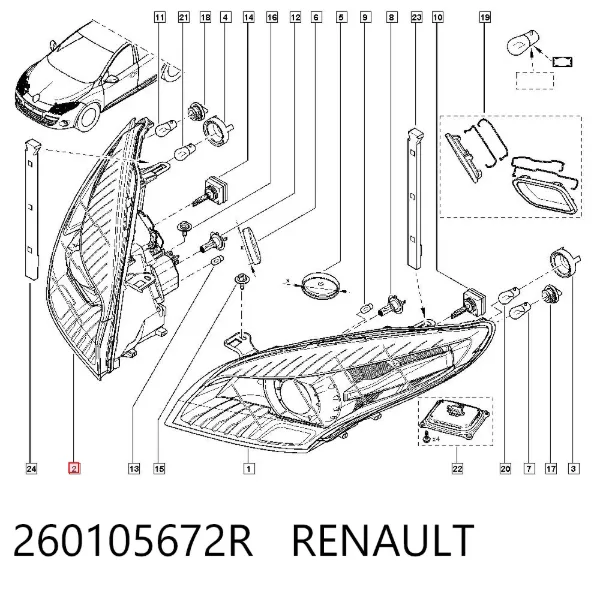 Luz direita 260105672R Renault (RVI)