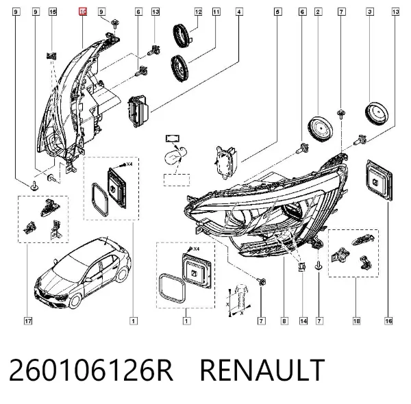 Luz direita 260106126R Renault (RVI)