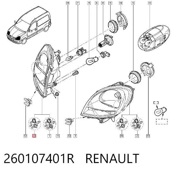 Luz direita 260107401R Renault (RVI)