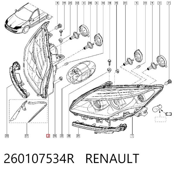 Luz direita 260107534R Renault (RVI)