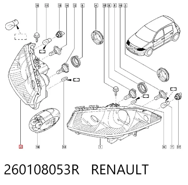 Luz direita 260108053R Renault (RVI)