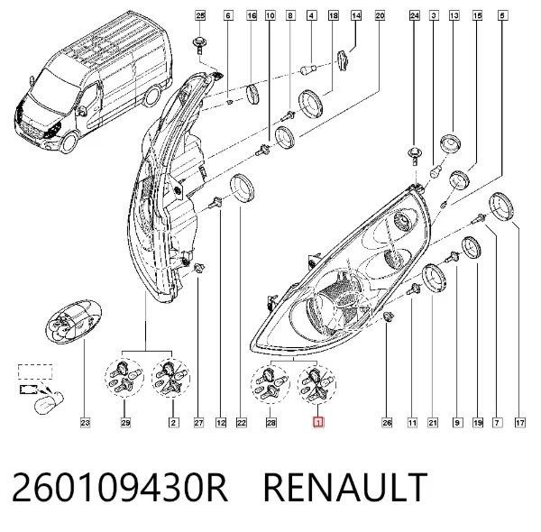 Luz direita 260109430R Renault (RVI)