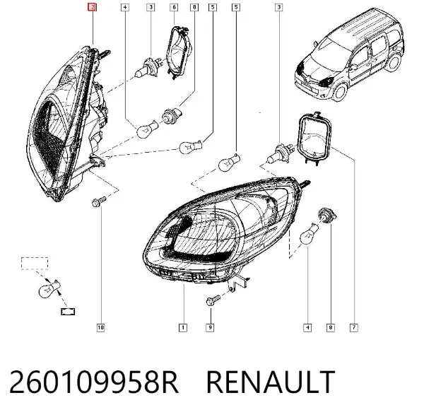 Luz direita 260109958R Renault (RVI)