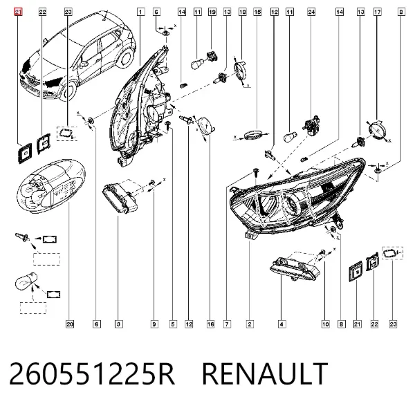 Módulo de direção (Centralina eletrônica) das luzes 260551225R Renault (RVI)
