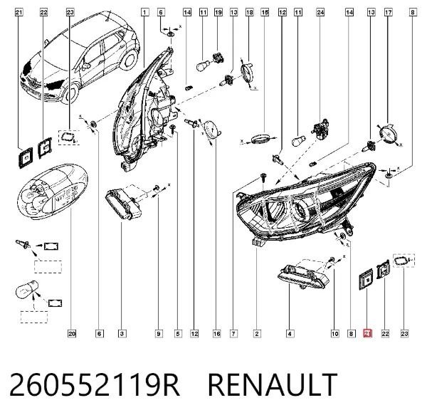 Módulo de direção (Centralina eletrônica) das luzes 260552119R Renault (RVI)