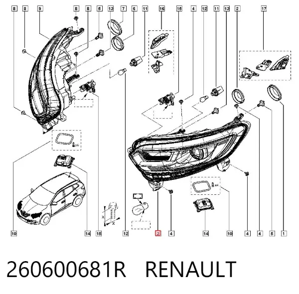 Luz direita 260600681R Renault (RVI)