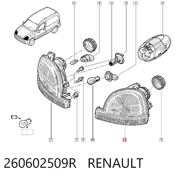 Luz esquerda 260602509R Renault (RVI)