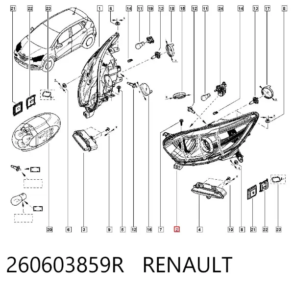 Luz esquerda 260603859R Renault (RVI)