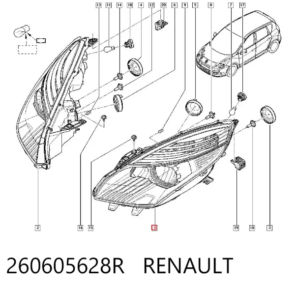 Luz esquerda 260605628R Renault (RVI)