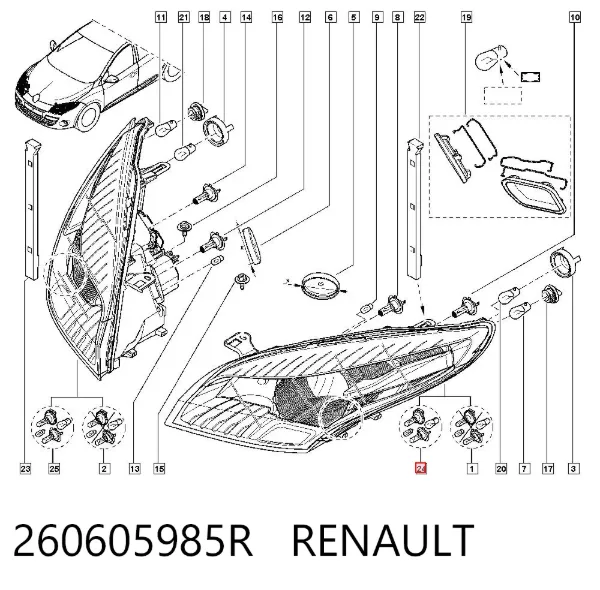 Luz esquerda 260605985R Renault (RVI)