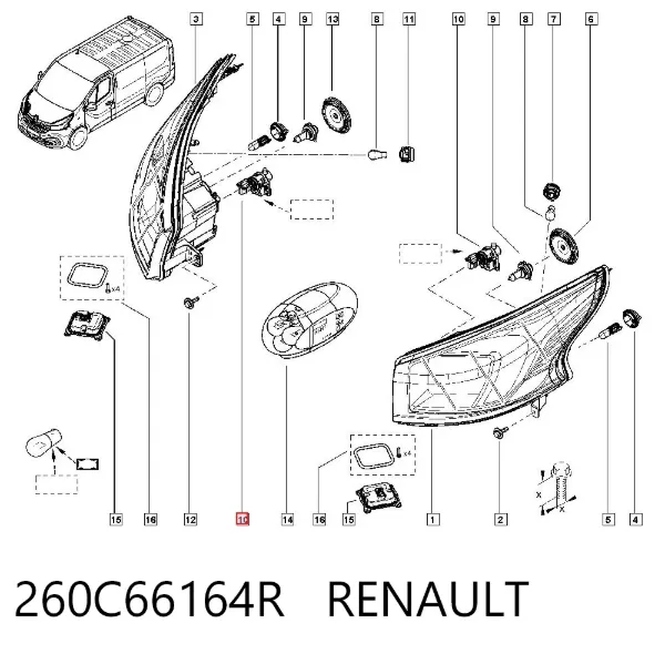 Corretor da luz 260C66164R Renault (RVI)