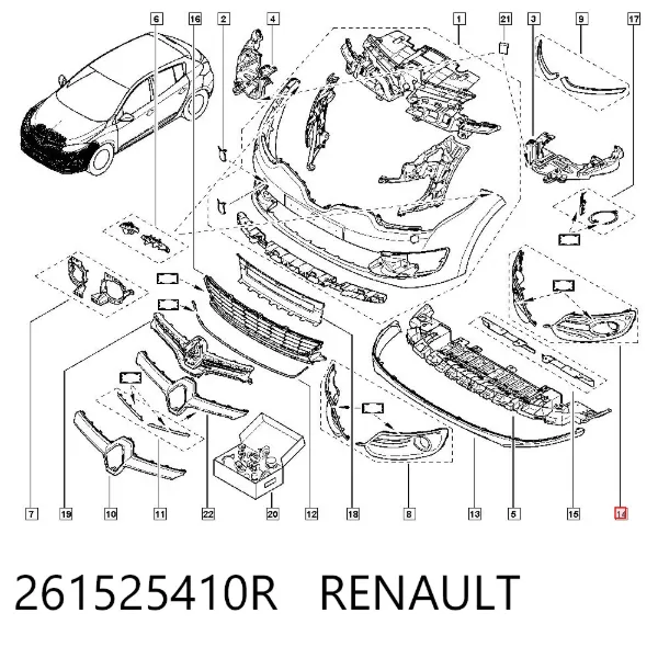 Grelha do pára-choque dianteiro 261525410R Renault (RVI)