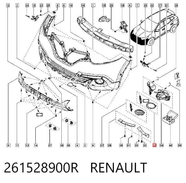 Borda (orla) das luzes de nevoeiro 261528900R Renault (RVI)