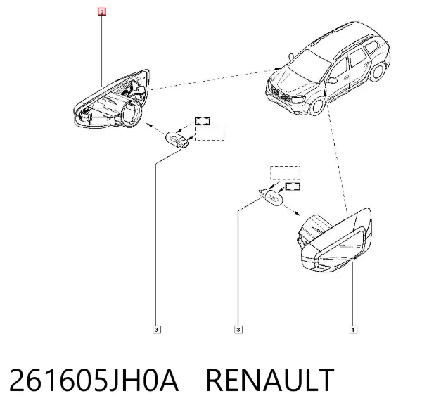 Luz intermitente no pára-lama direito 261605JH0A Renault (RVI)