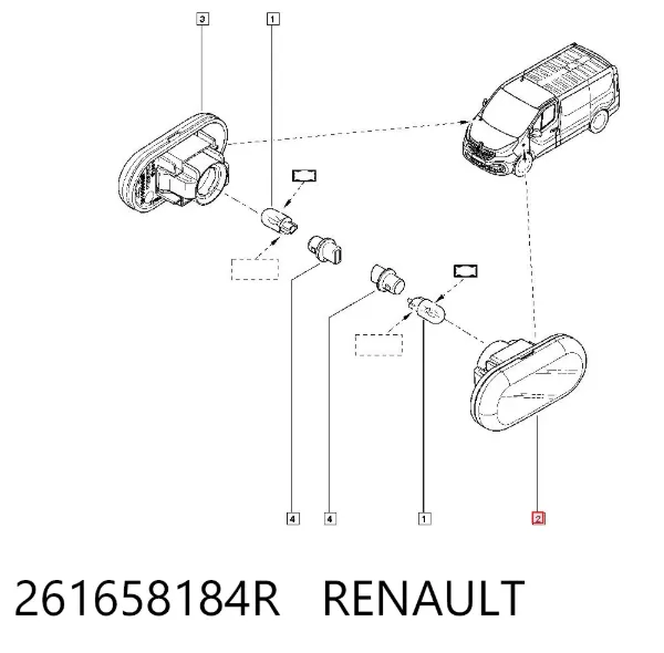 Luz intermitente no pára-lama esquerdo 261658184R Renault (RVI)