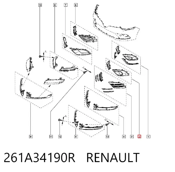 Consola de fixação das luzes de nevoeiro esquerdas 261A34190R Renault (RVI)