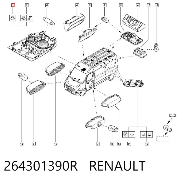 Quebra-luz de iluminação de salão (de cabina) 264301390R Renault (RVI)