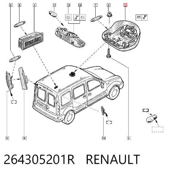 Quebra-luz traseiro de iluminação de salão (de cabina) 264305201R Renault (RVI)