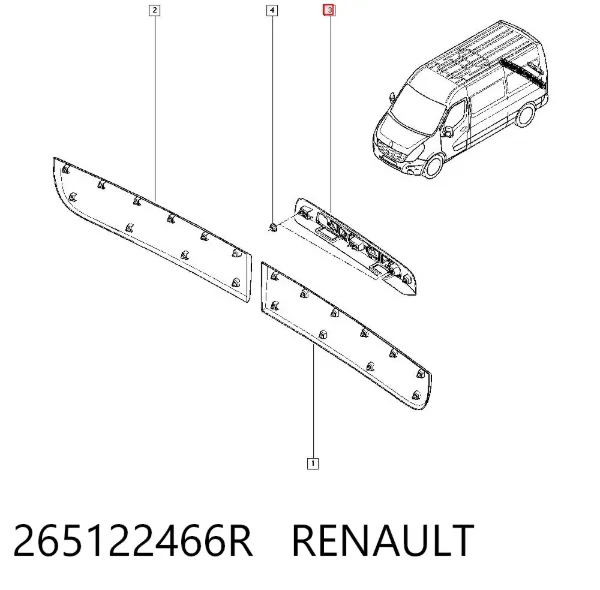 Placa sobreposta de porta-malas (de 3ª/5ª porta traseira) 265122466R Renault (RVI)