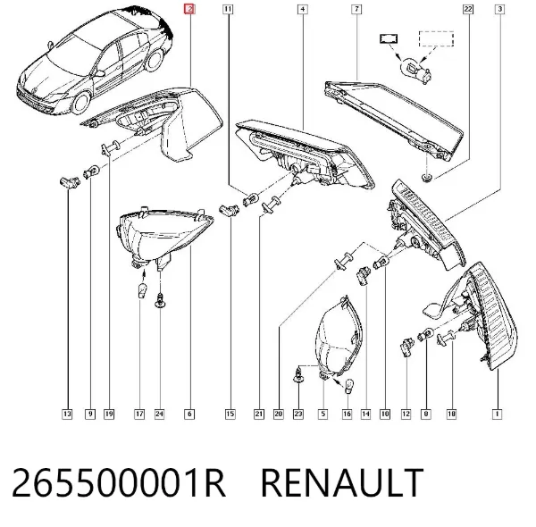 Lanterna traseira direita externa 265500001R Renault (RVI)